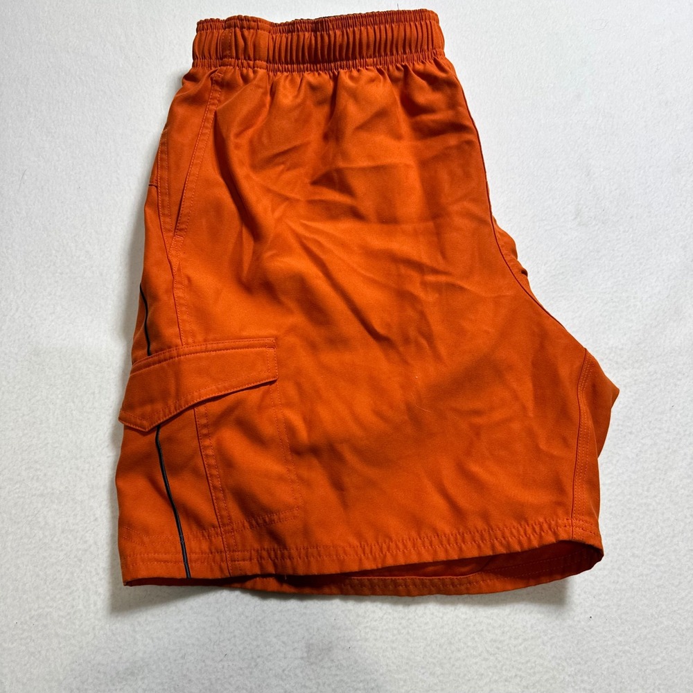 Nike swim trunks mens XL orange cargo pocket mesh lined board shorts 7in inseam